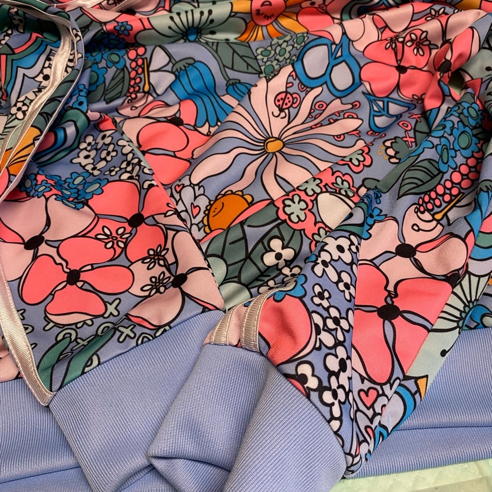 adidas Kids Floral Retro Print Jacket in Pink, Blue, Green - Picture 4 of 4